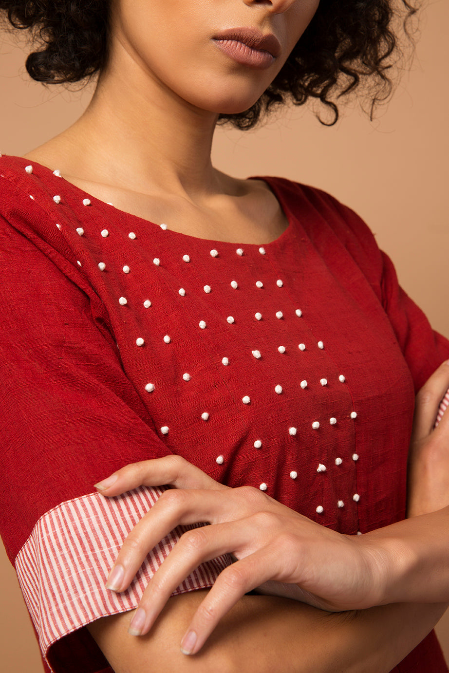 Maroon french knot dress