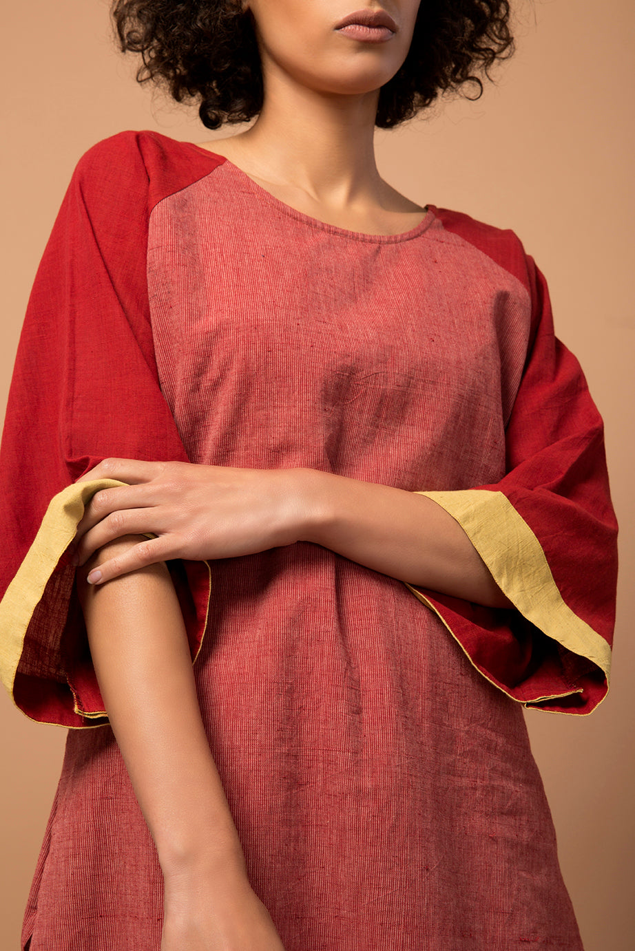 Maroon textured kurta