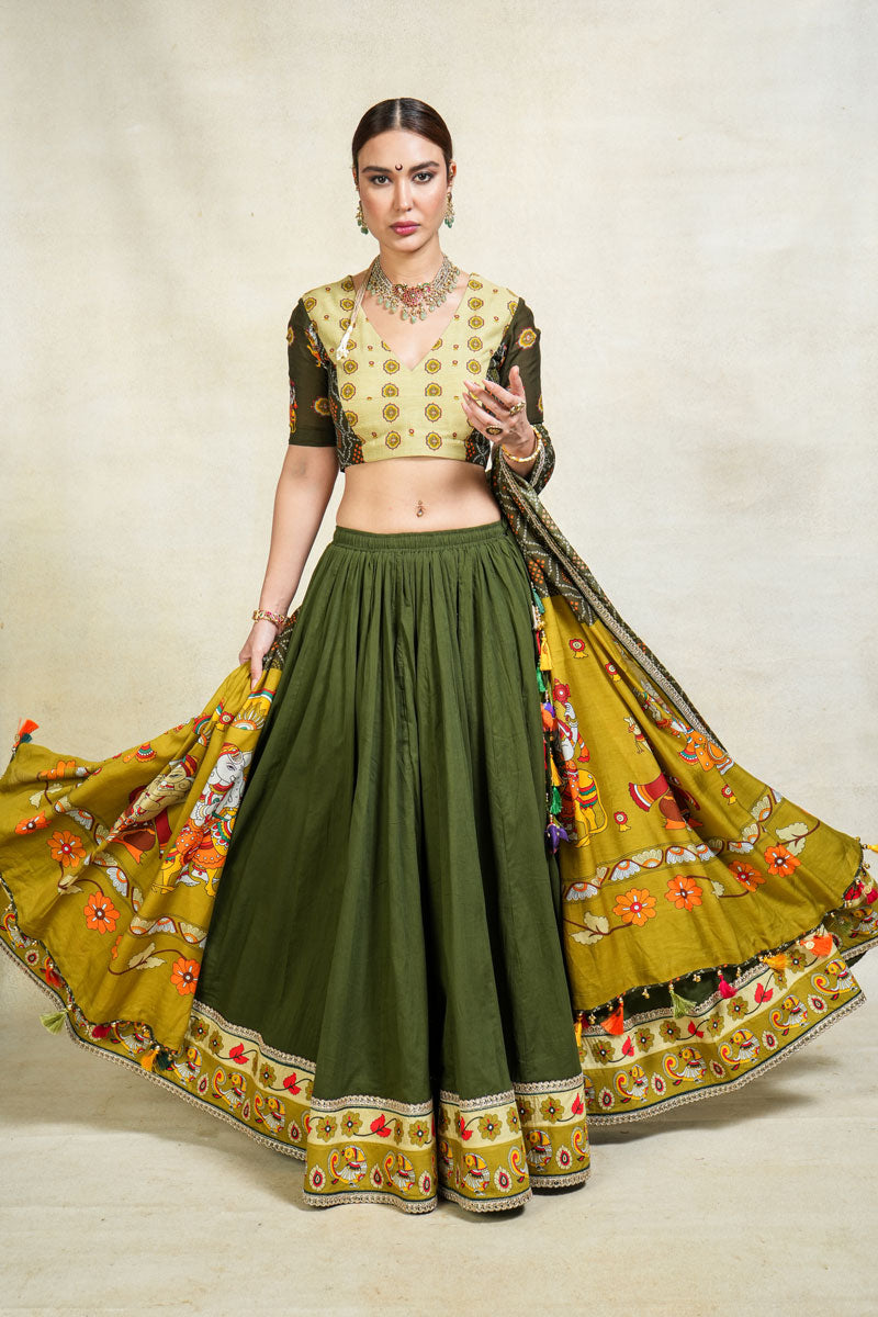 Anugraha green lehenga set (SET OF 3)