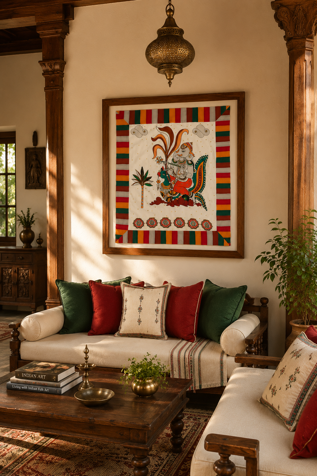 GAJAPATI WHITE FABRIC WALL ART