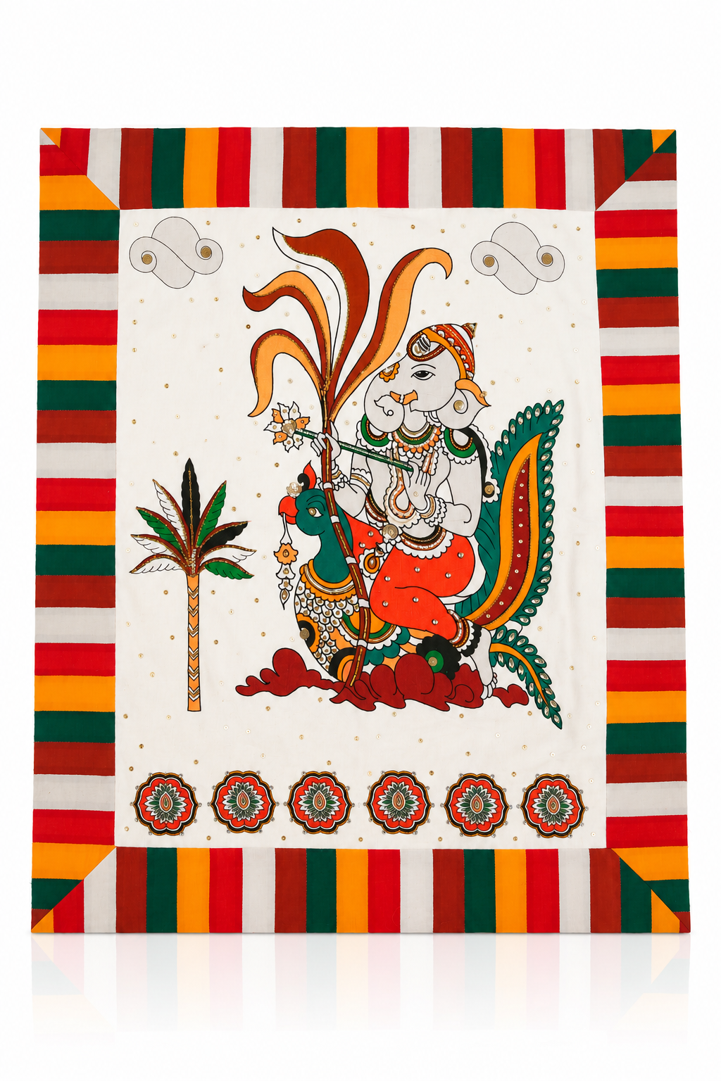 GAJAPATI WHITE FABRIC WALL ART
