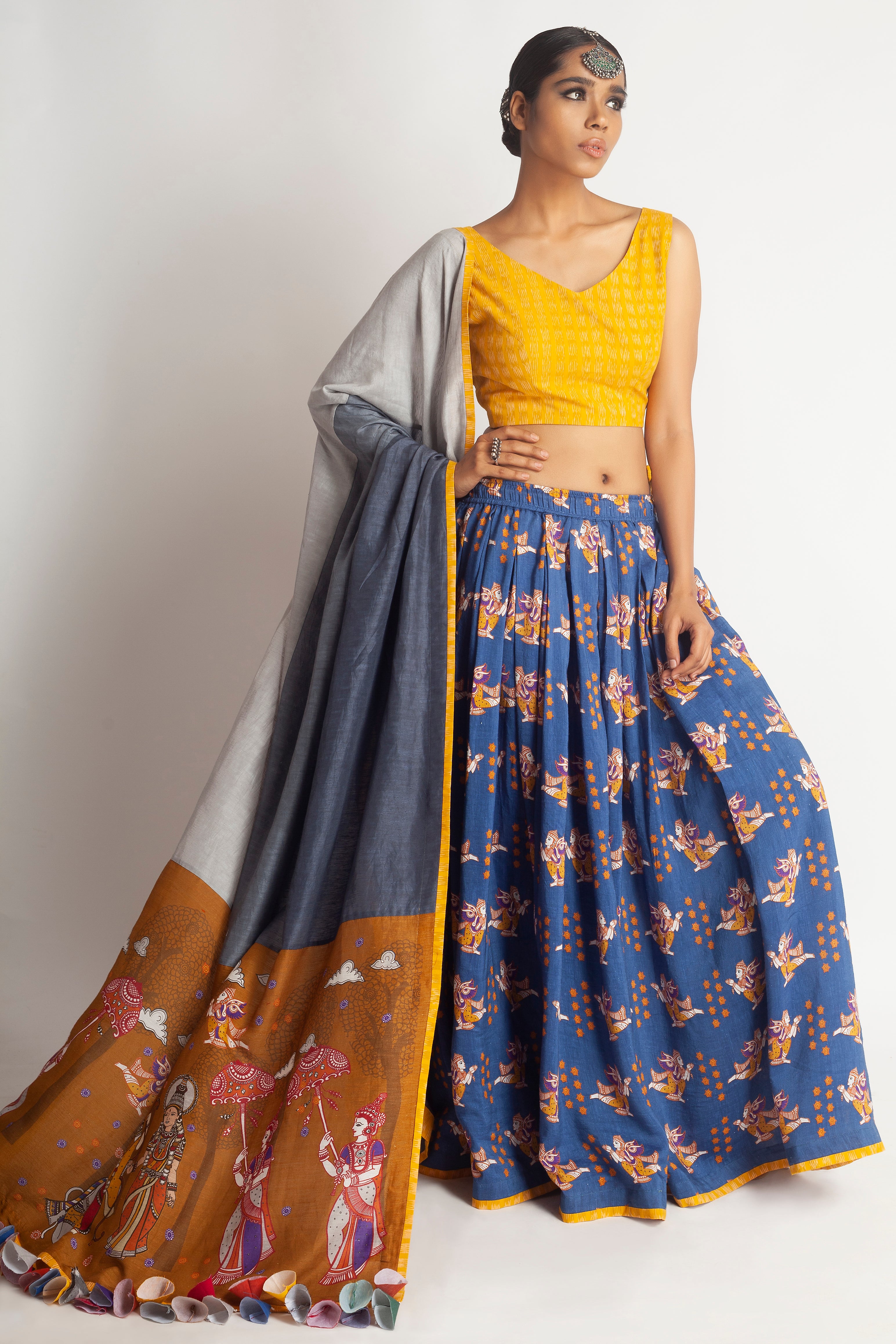 Lemon yellow ikat blouse