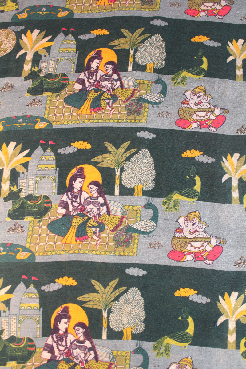 Shiv Parvathi Ganesh Fabric