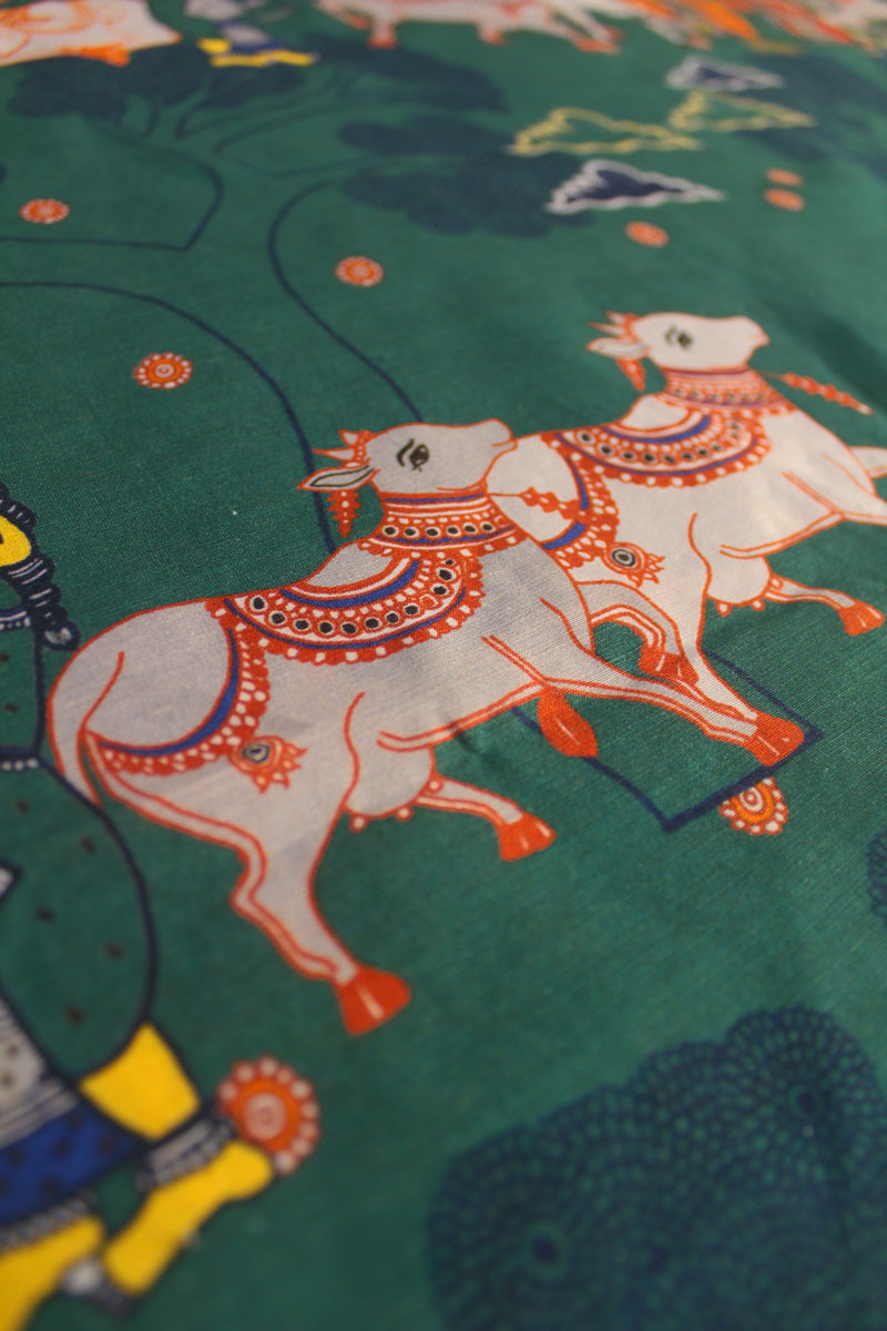 Radha Krishna Cow Fabric