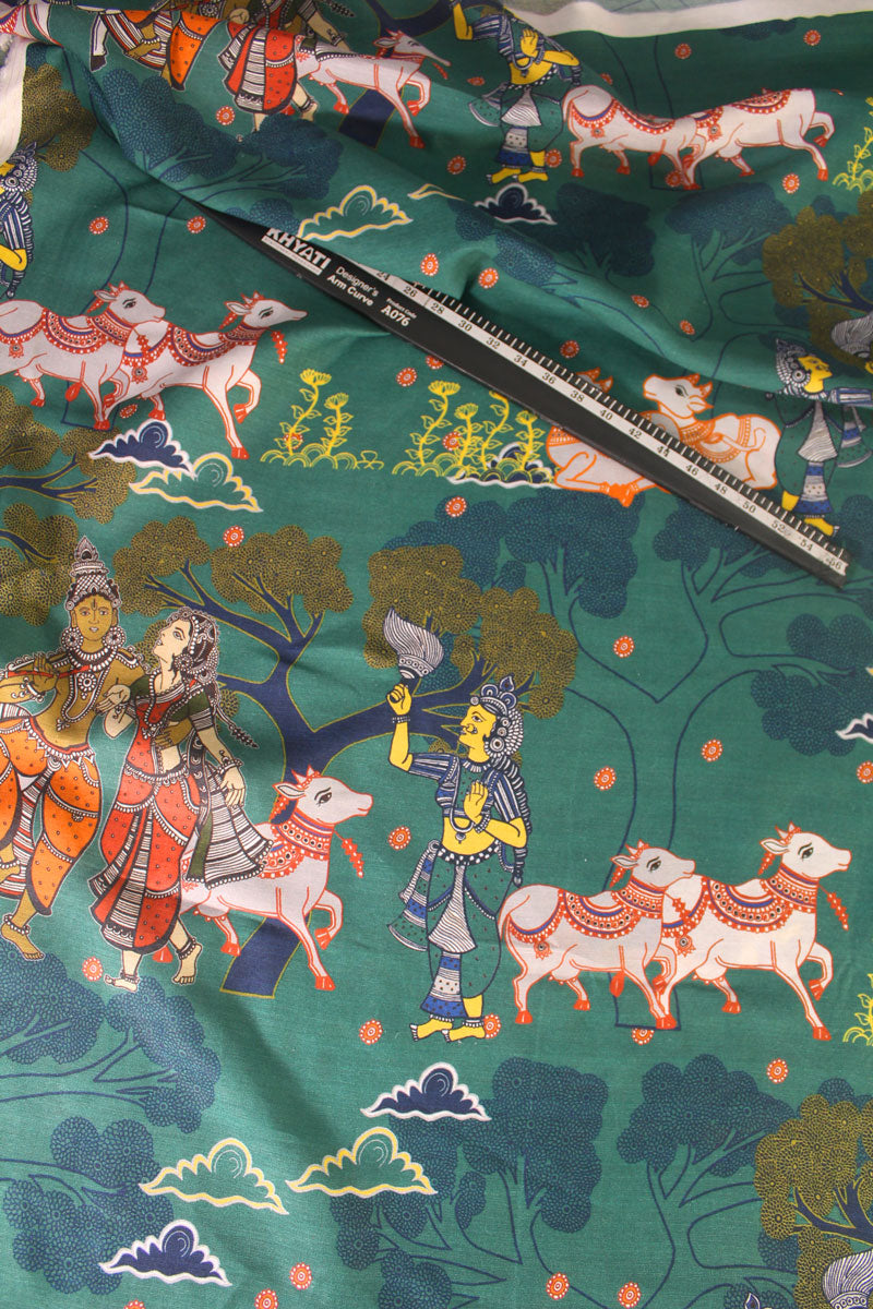 Radha Krishna Cow Fabric