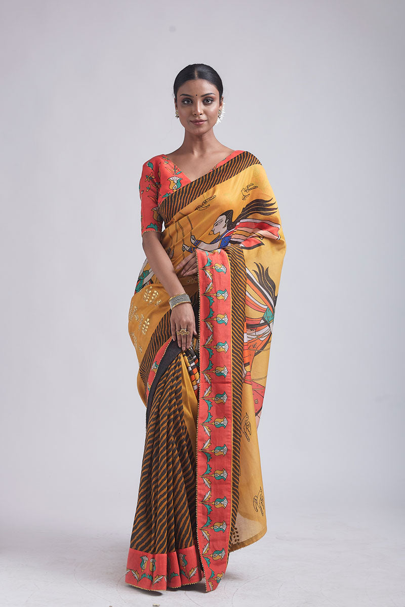 Jhoola Ochre Saree