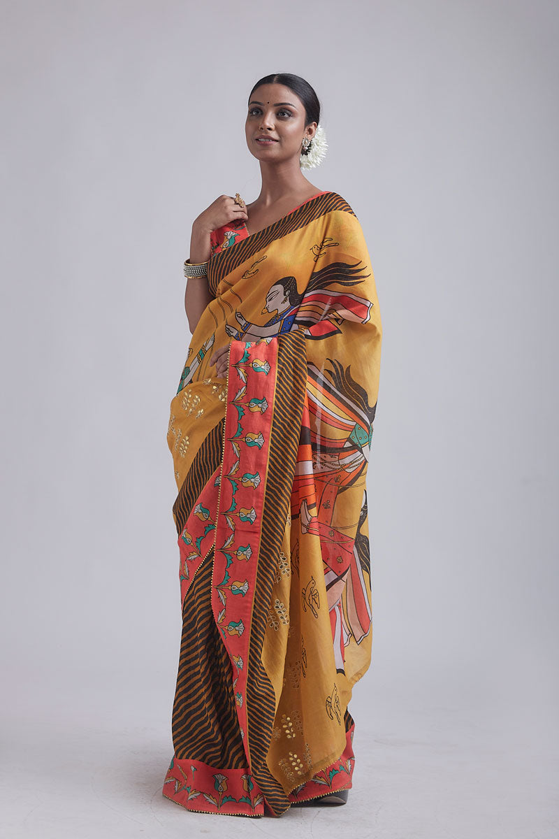 Jhoola Ochre Saree