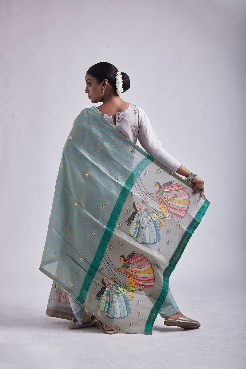 Jhoola blue-green dupatta