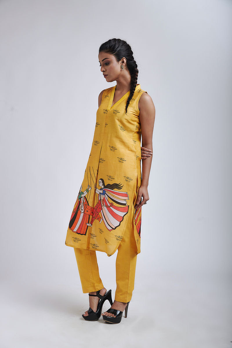 Jhoola ochre-yellow kurta + pant set