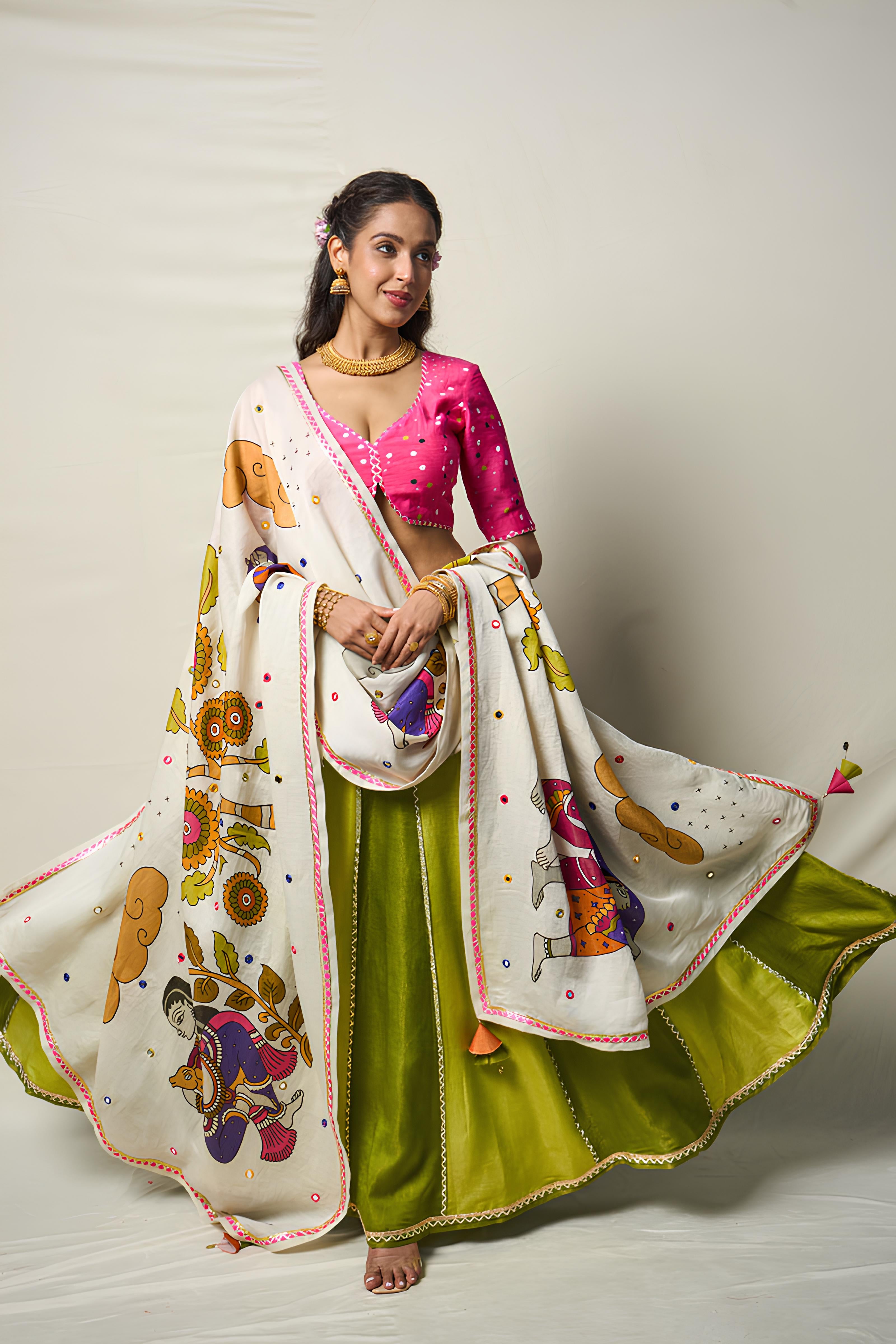 KĀNTARA GREEN LEHENGA SET(SET OF 3)