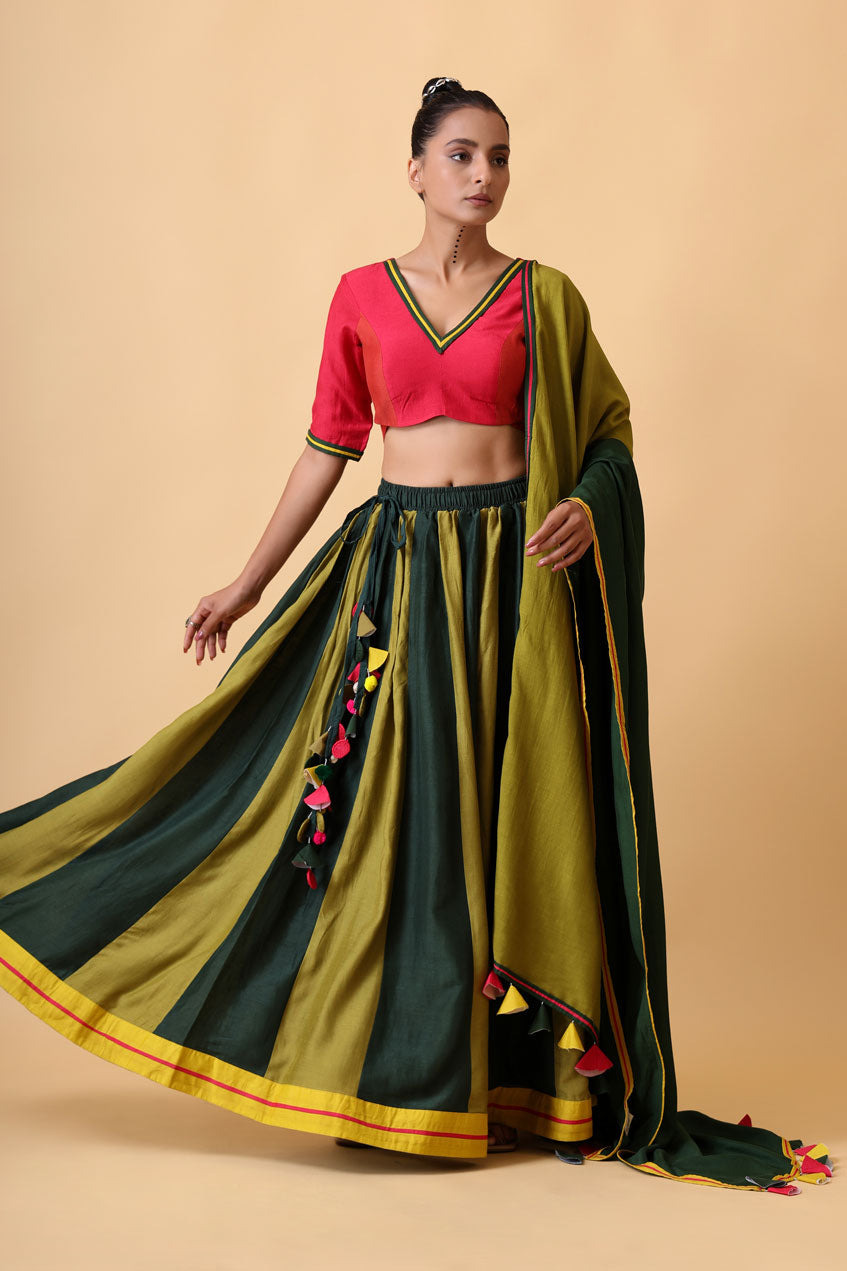 KSHITI PINE GREEN LEHENGA (set of 3)