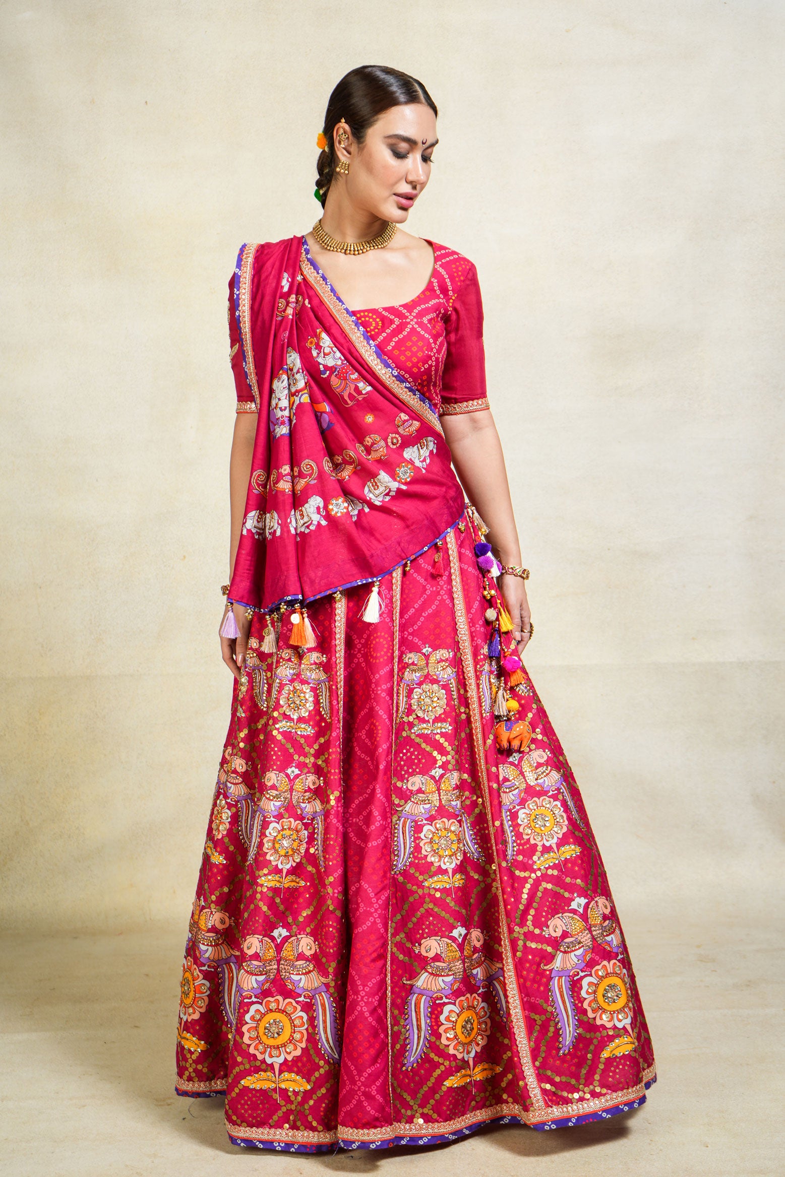 Anugraha magenta lehenga set (SET OF 3)