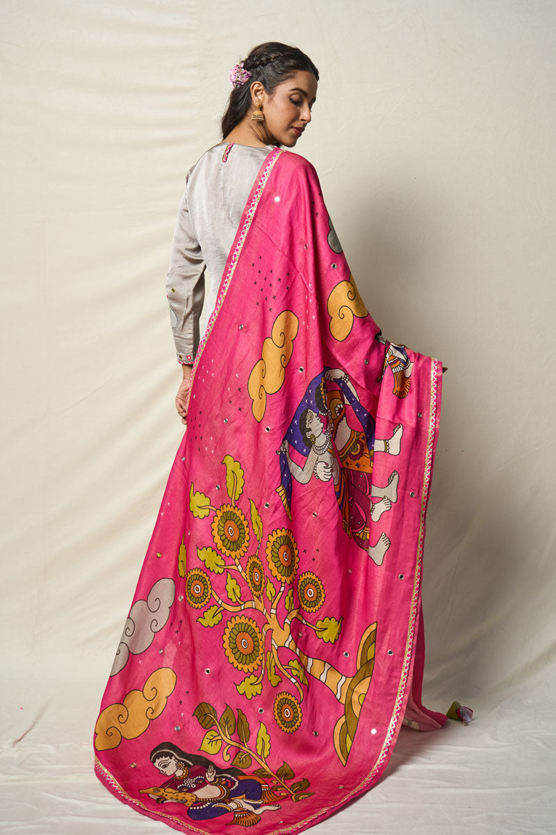 MEGHDOOT GREY KURTA + SALWAR + DUPATTA (SET OF 3)