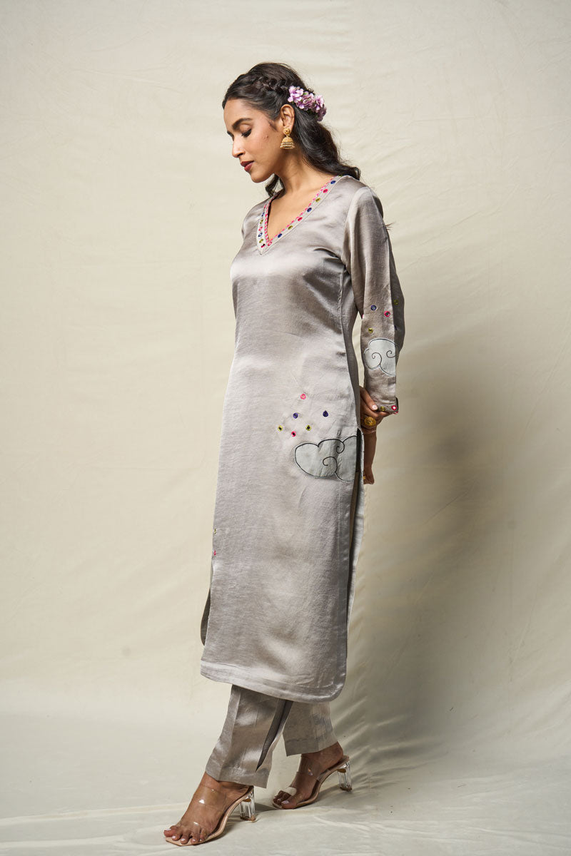 MEGHDOOT GREY KURTA + SALWAR (SET OF 2)