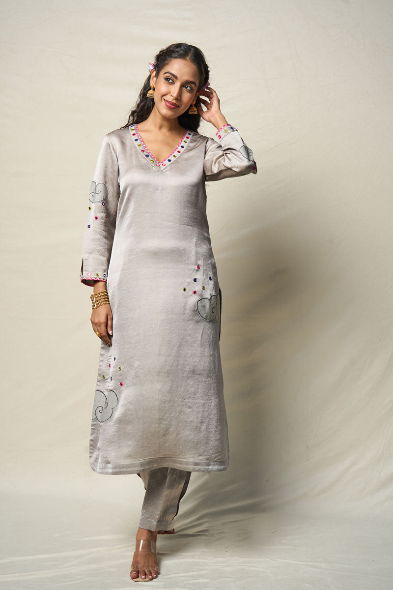 MEGHDOOT GREY KURTA + SALWAR (SET OF 2)