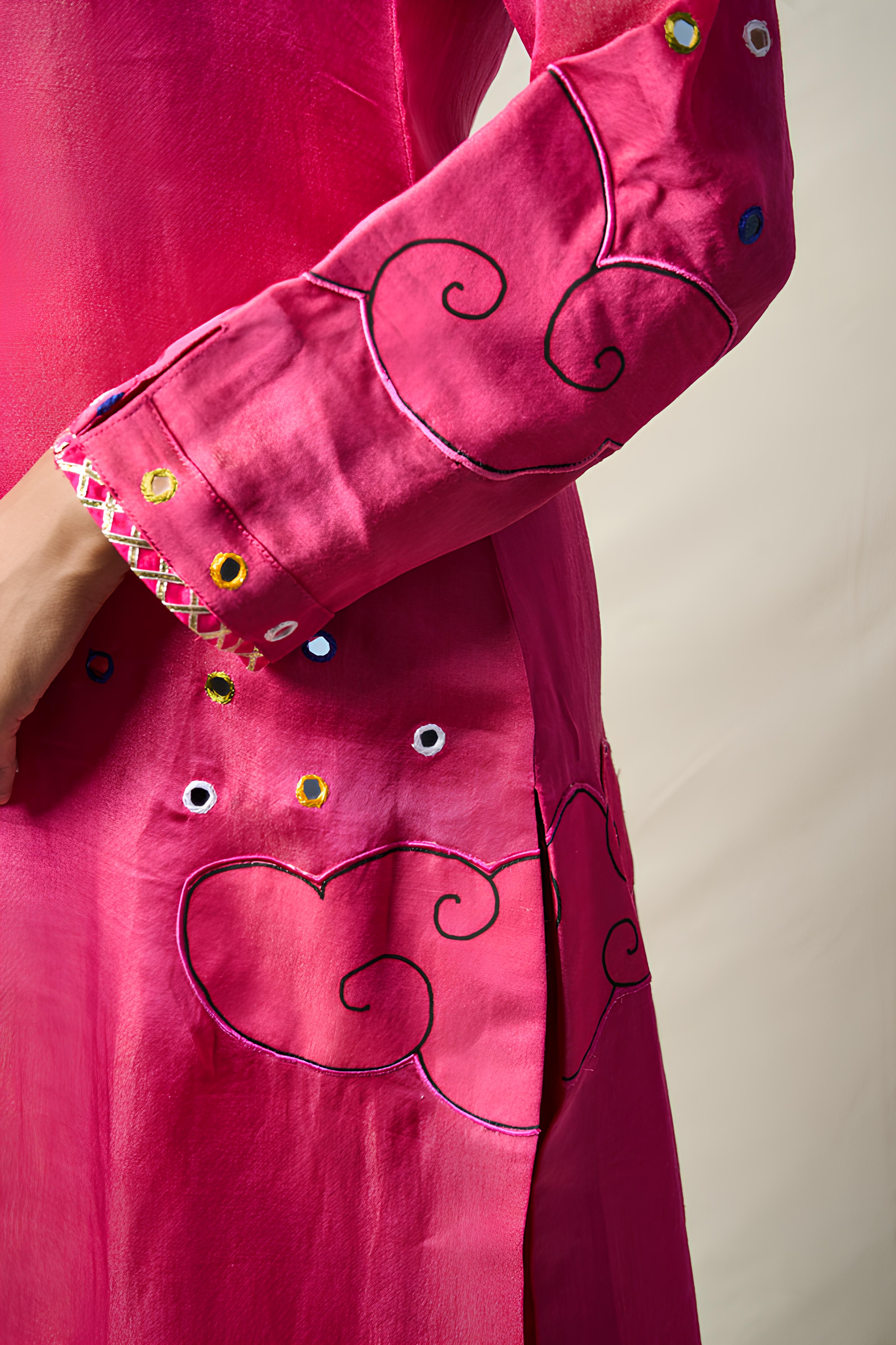 MEGHDOOT PINK KURTA + SALWAR + DUPATTA (SET OF 3)