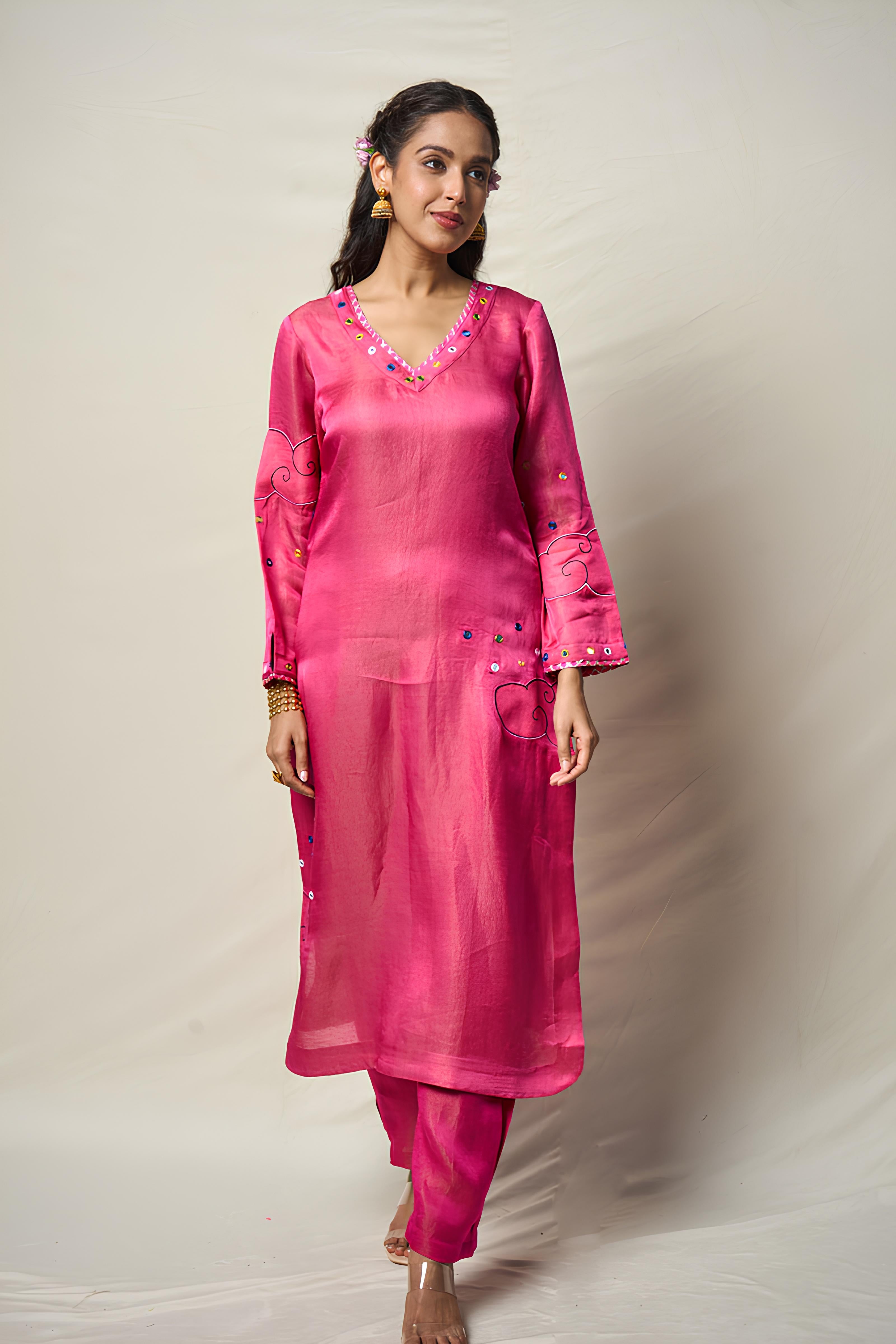 MEGHDOOT PINK KURTA + SALWAR ( SET OF 2)