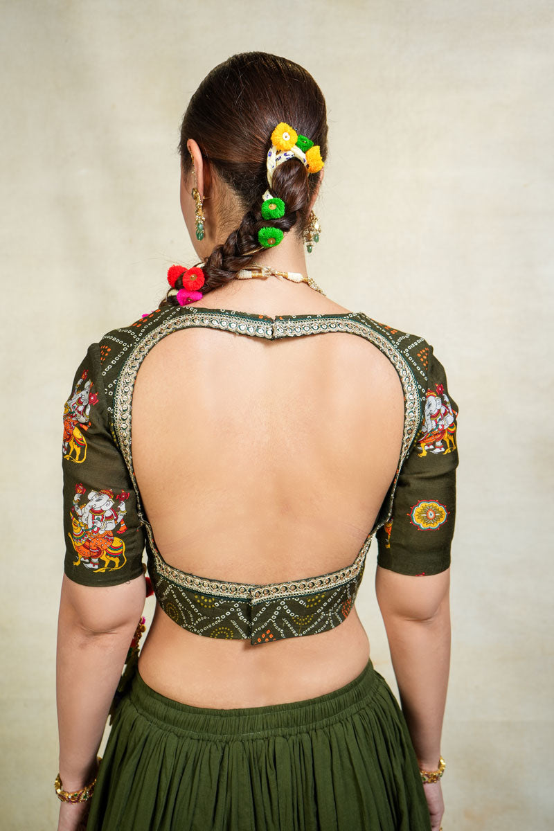 MITHU-GAJANAN GREEN EMBROIDERED SAREE