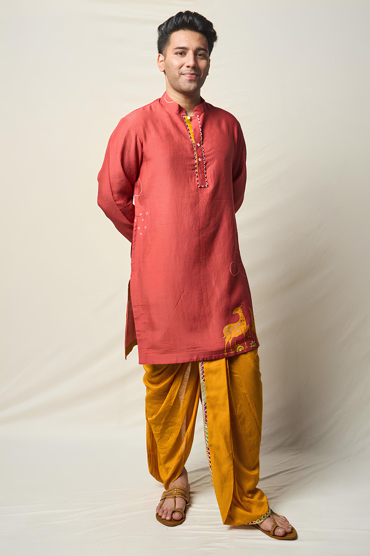 MRIGA GATI RUST SET OF 2 ( KURTA + DHOTI)