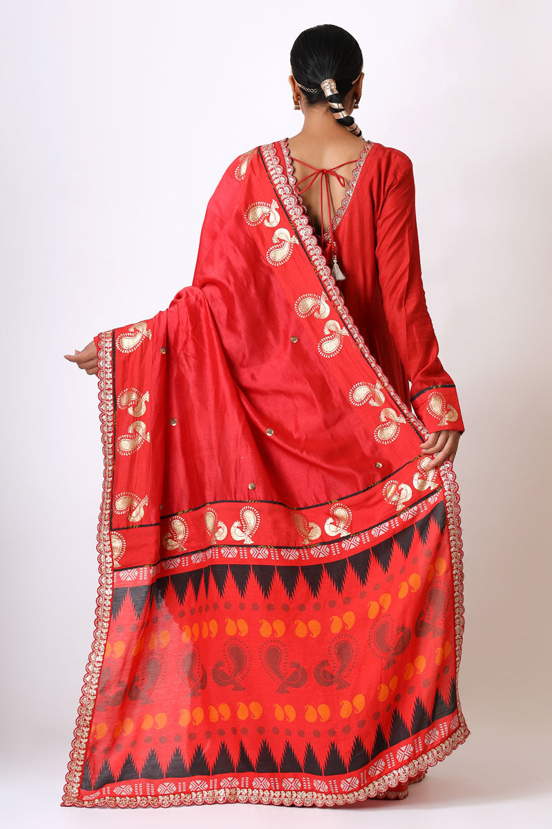 PREM RED EMBROIDERED DUPATTA