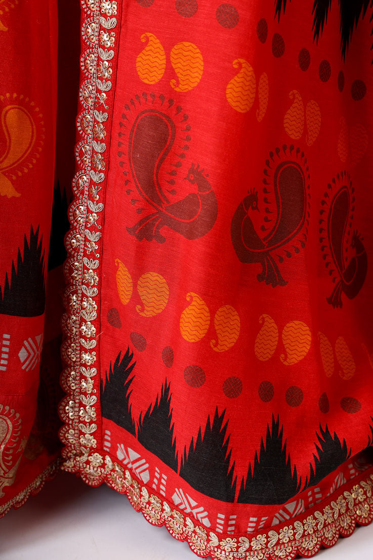 PREM RED EMBROIDERED DUPATTA