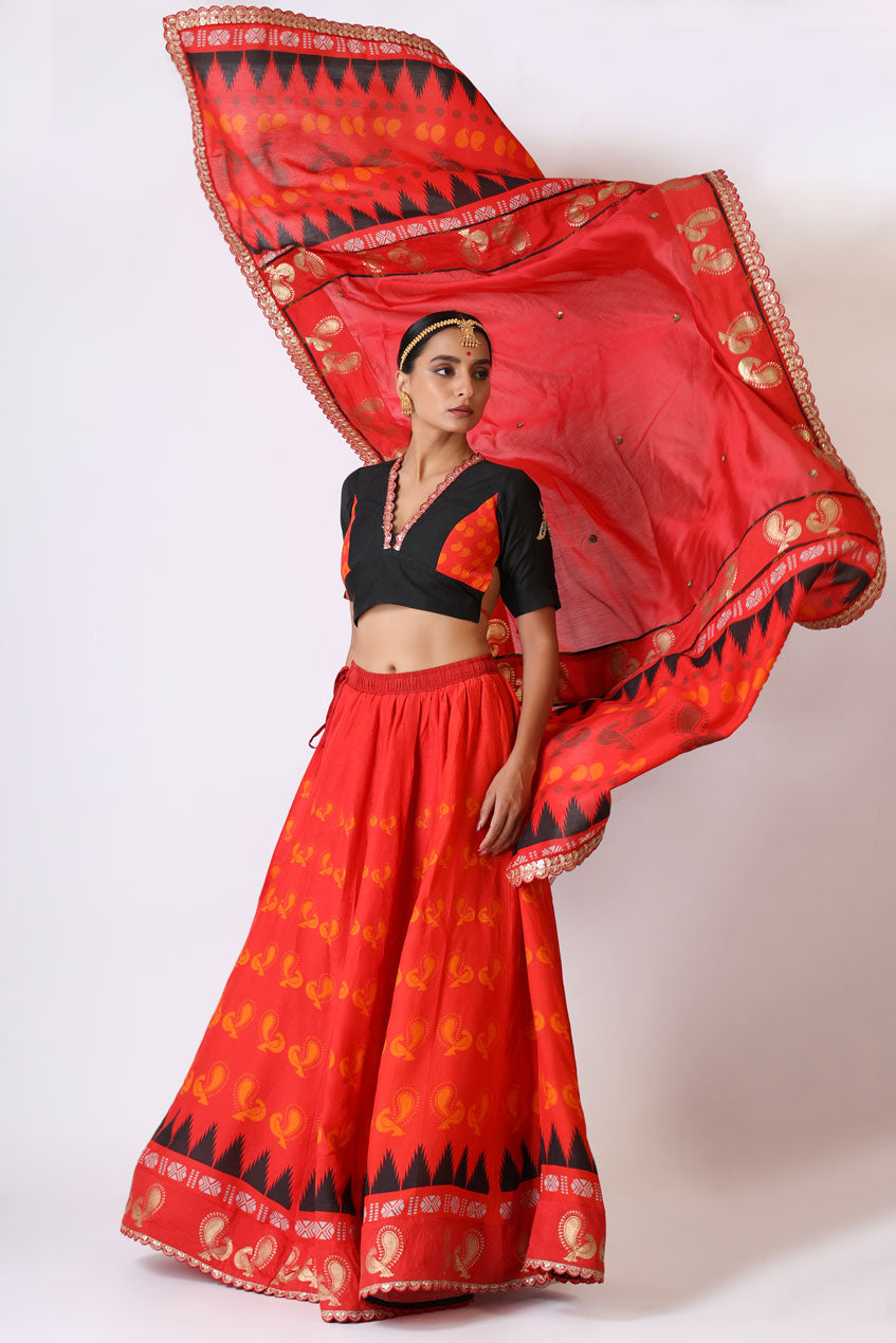 PREM RED LEHENGA ( SET OF 3)