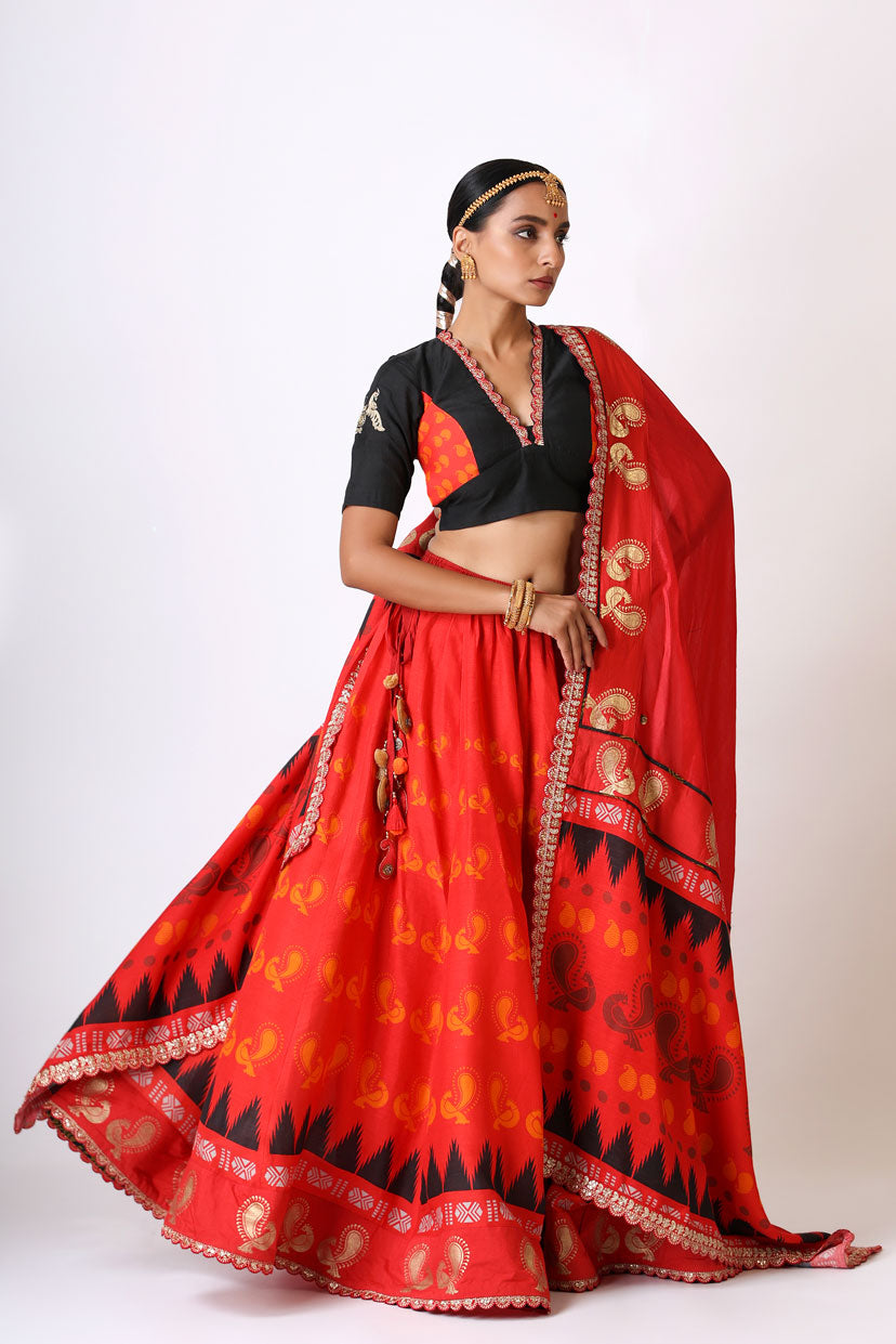 PREM RED LEHENGA ( SET OF 3)