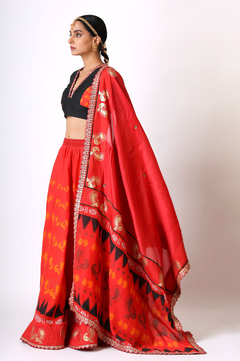 PREM RED LEHENGA ( SET OF 3)