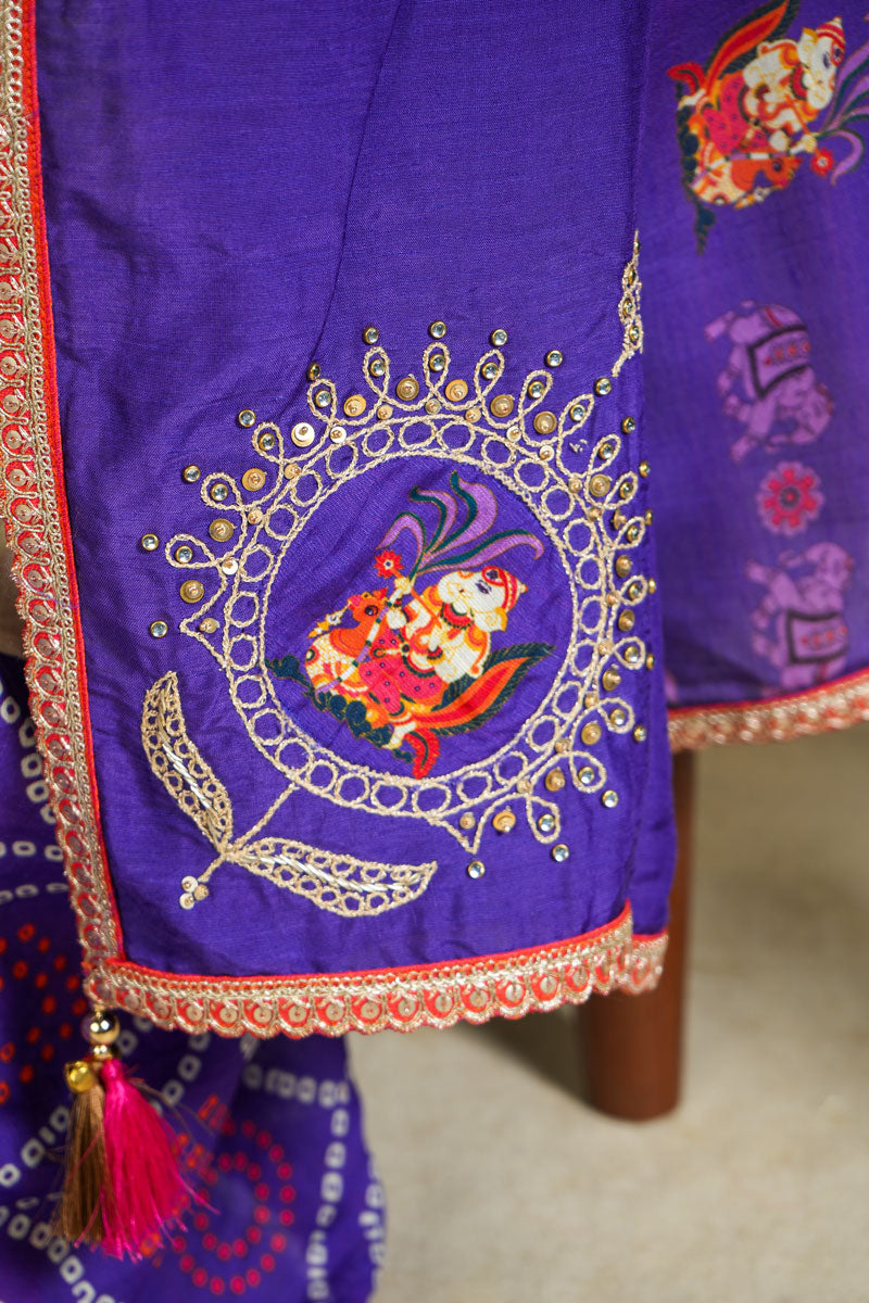MITHU-GAJANAN PURPLE PATCHWORK SAREE