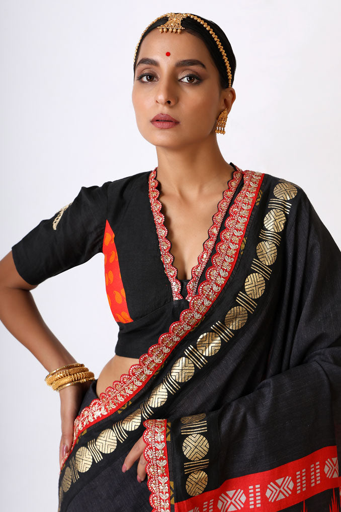 SANGHARSH BLACK RED SAREE