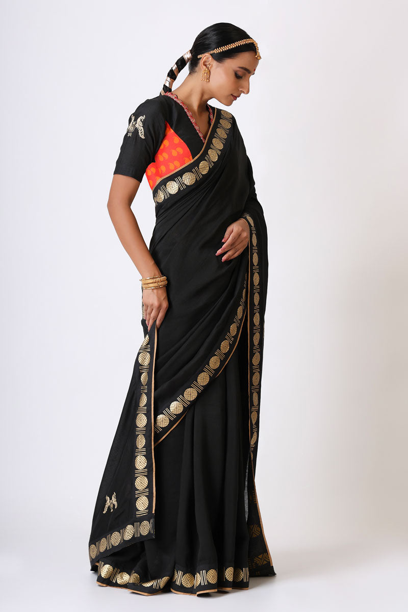 SANGHARSH MAYIL EMBROIDERED SAREE