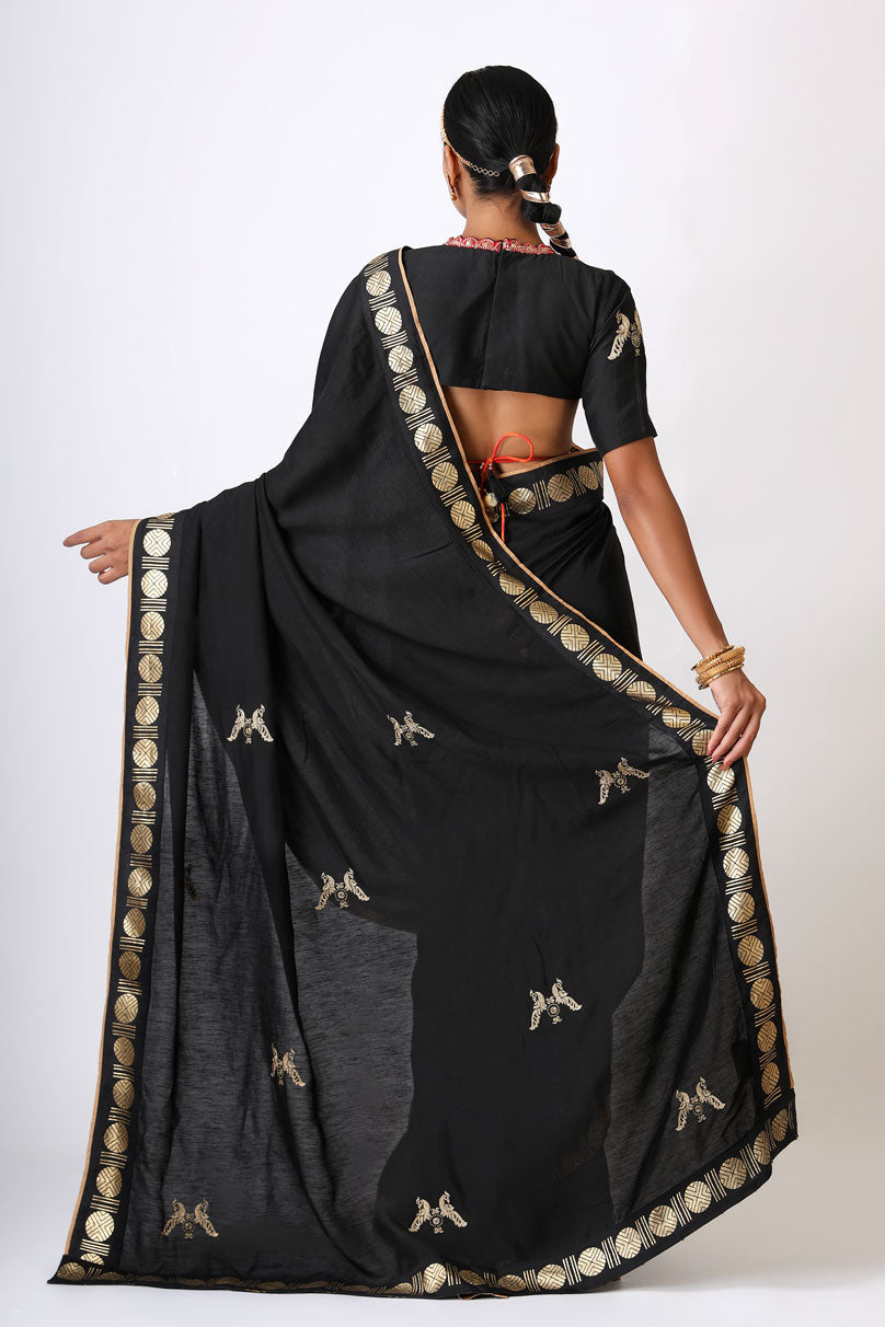 SANGHARSH MAYIL EMBROIDERED SAREE
