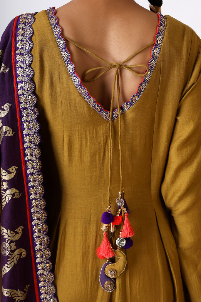 SMRITI OLIVE ANARKALI SET (set of 2)