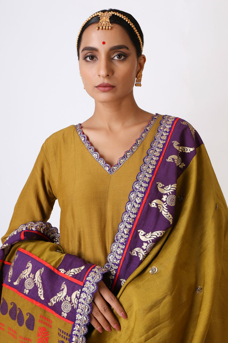 SMRITI OLIVE ANARKALI SET (set of 2)