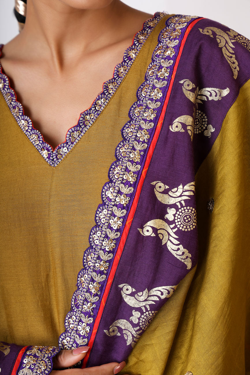 SMRITI OLIVE ANARKALI SET (set of 2)