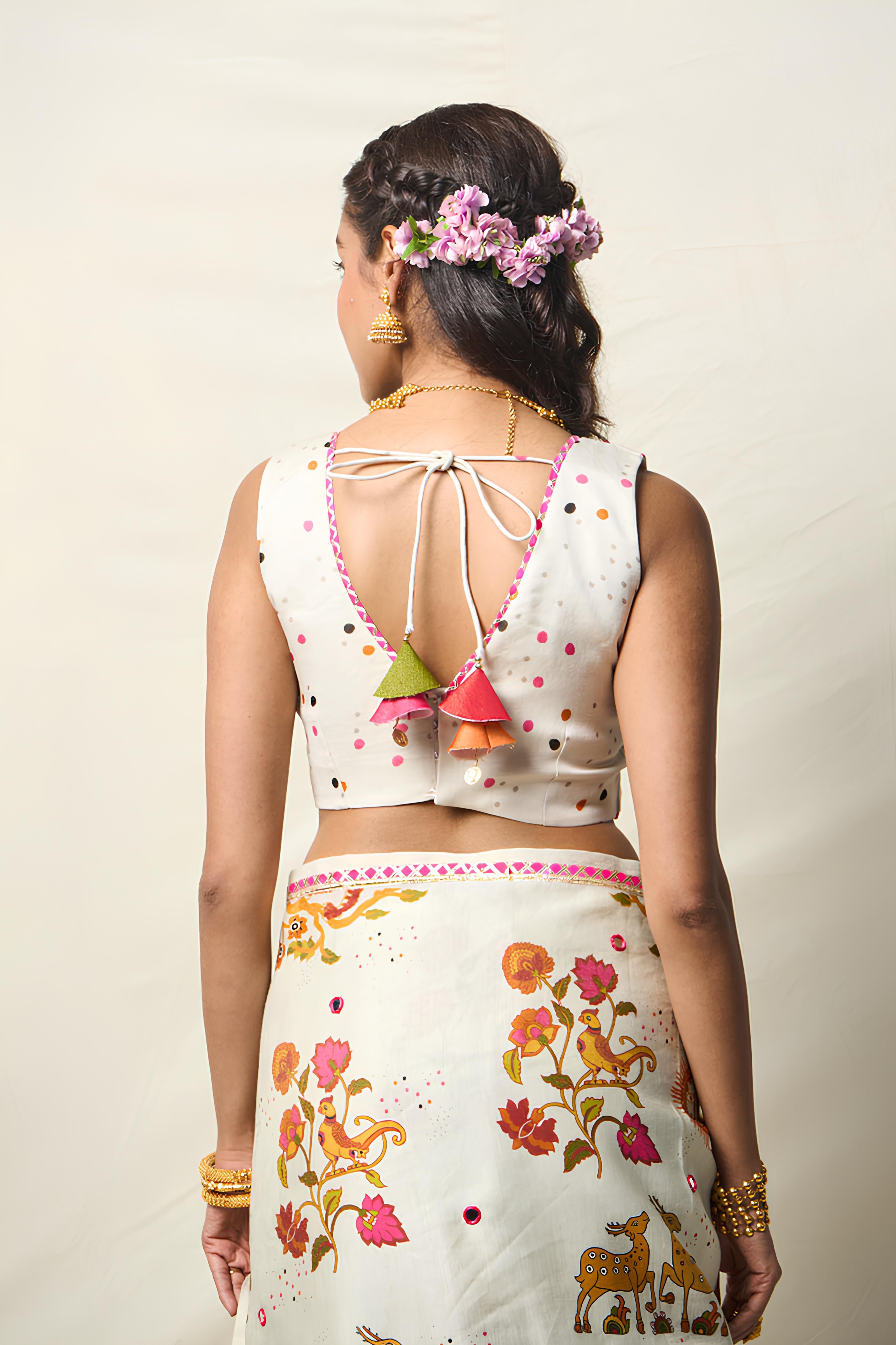 SUKH VANA WHITE SAREE