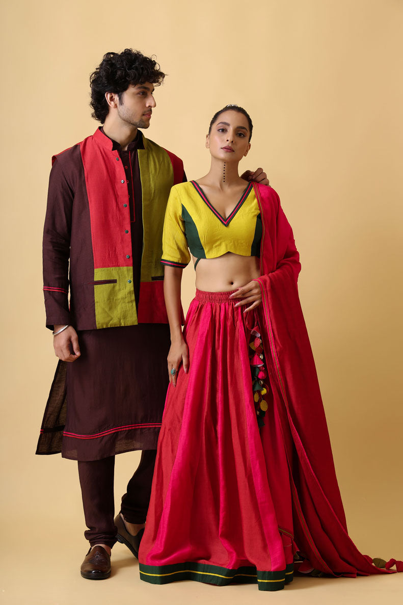 KSHITI TERRACOTTA LEHENGA (set of 3)