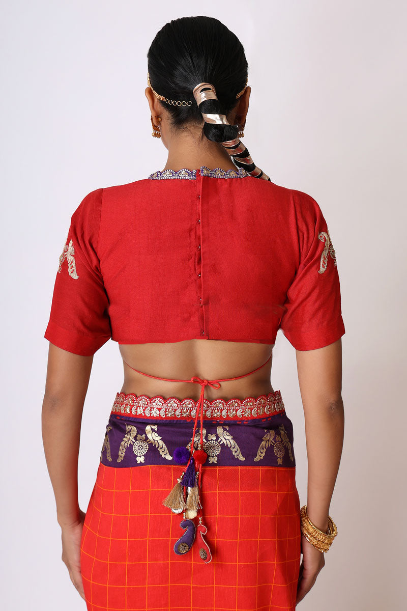 PREM RED PURPLE SAREE