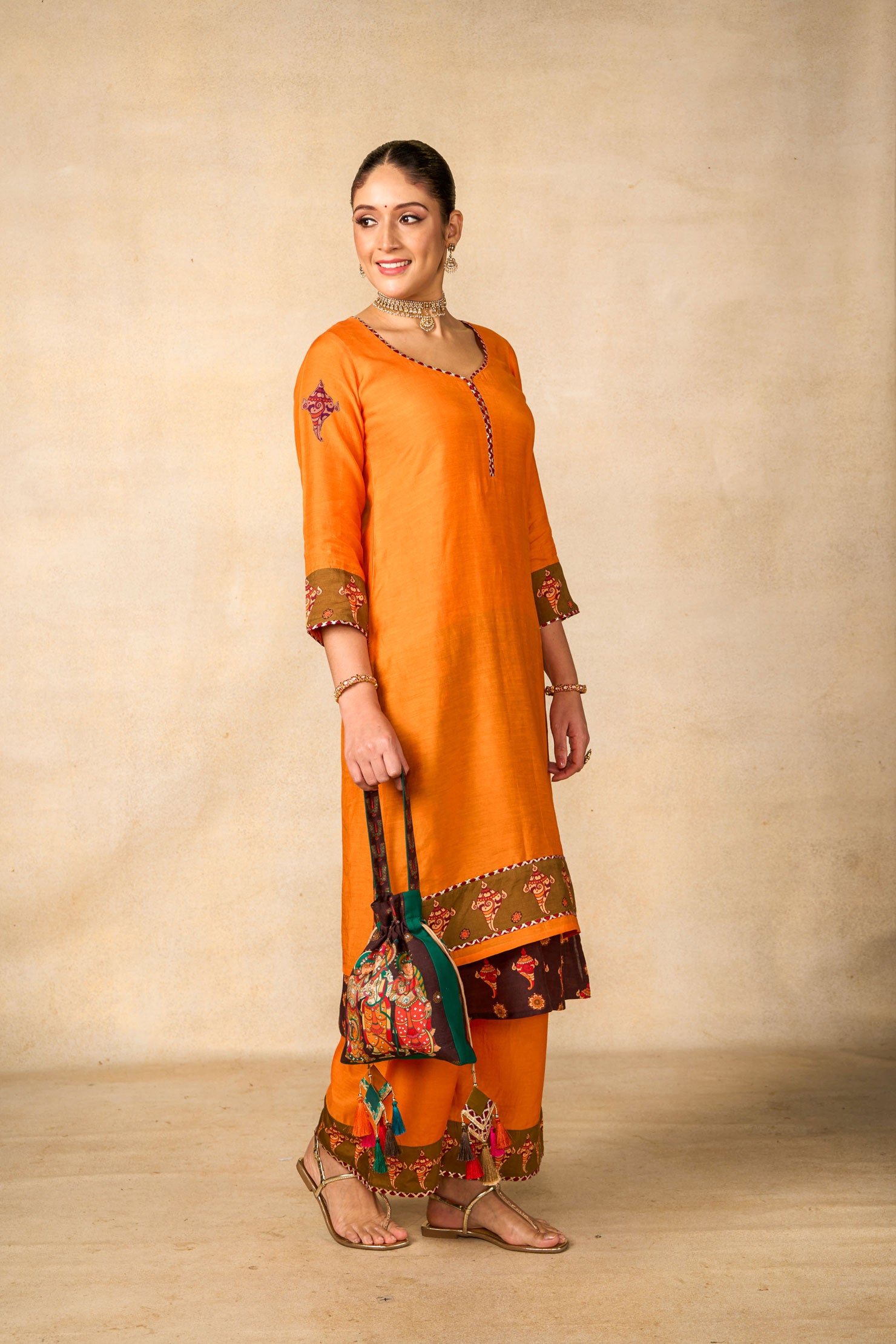 Janaki Jaal mango set of 3 ( kurta + palazzo + dupatta )