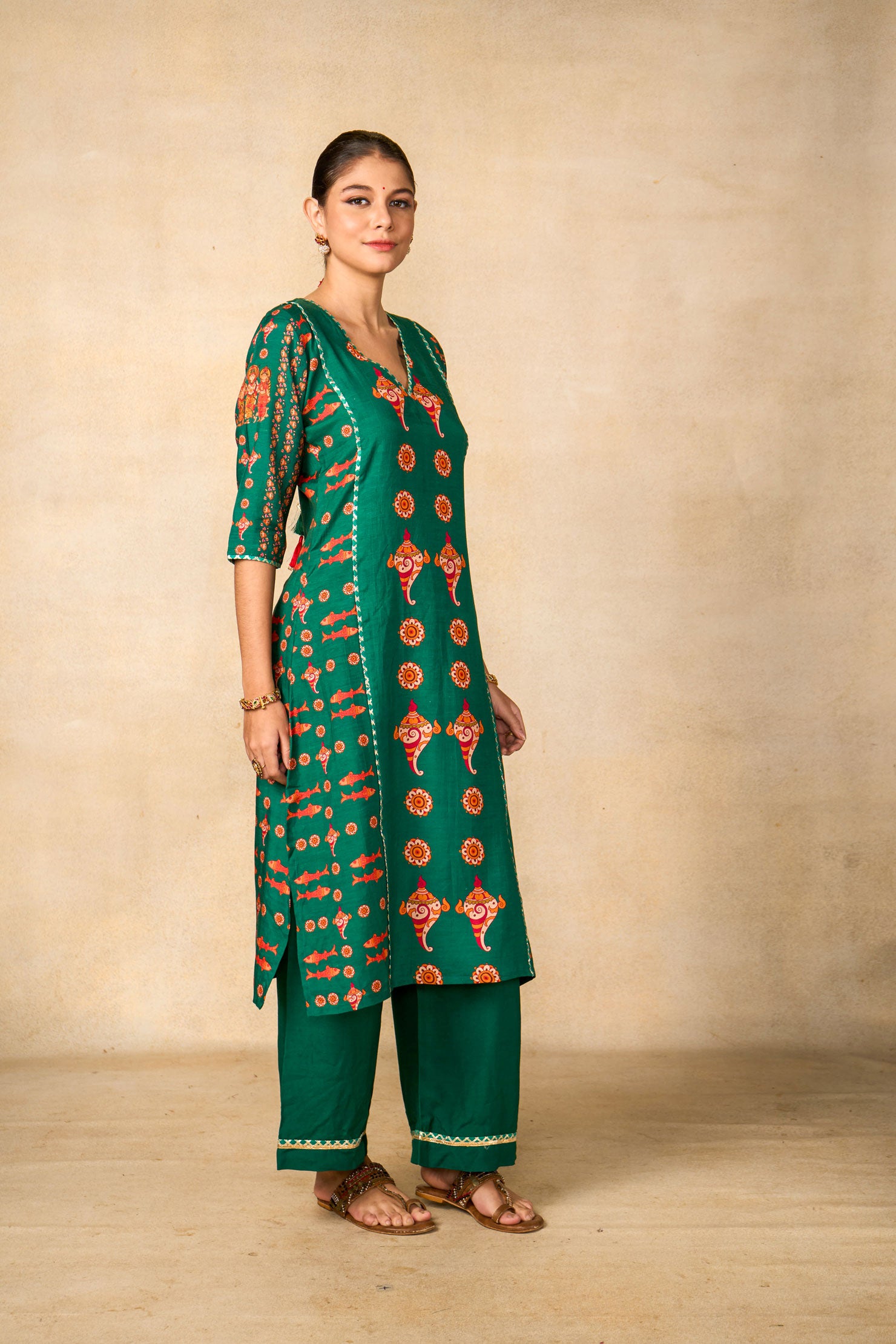 Samudra sutra teal set of 2 ( kurta + palazzo )