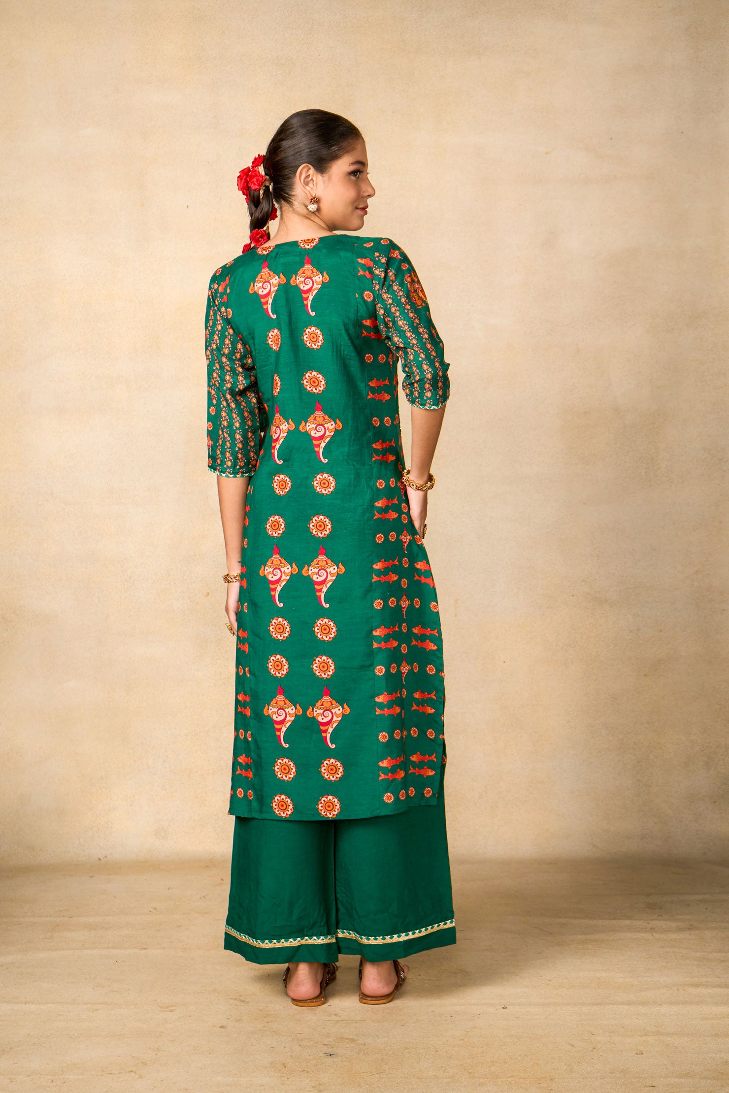 Samudra sutra teal set of 2 ( kurta + palazzo )