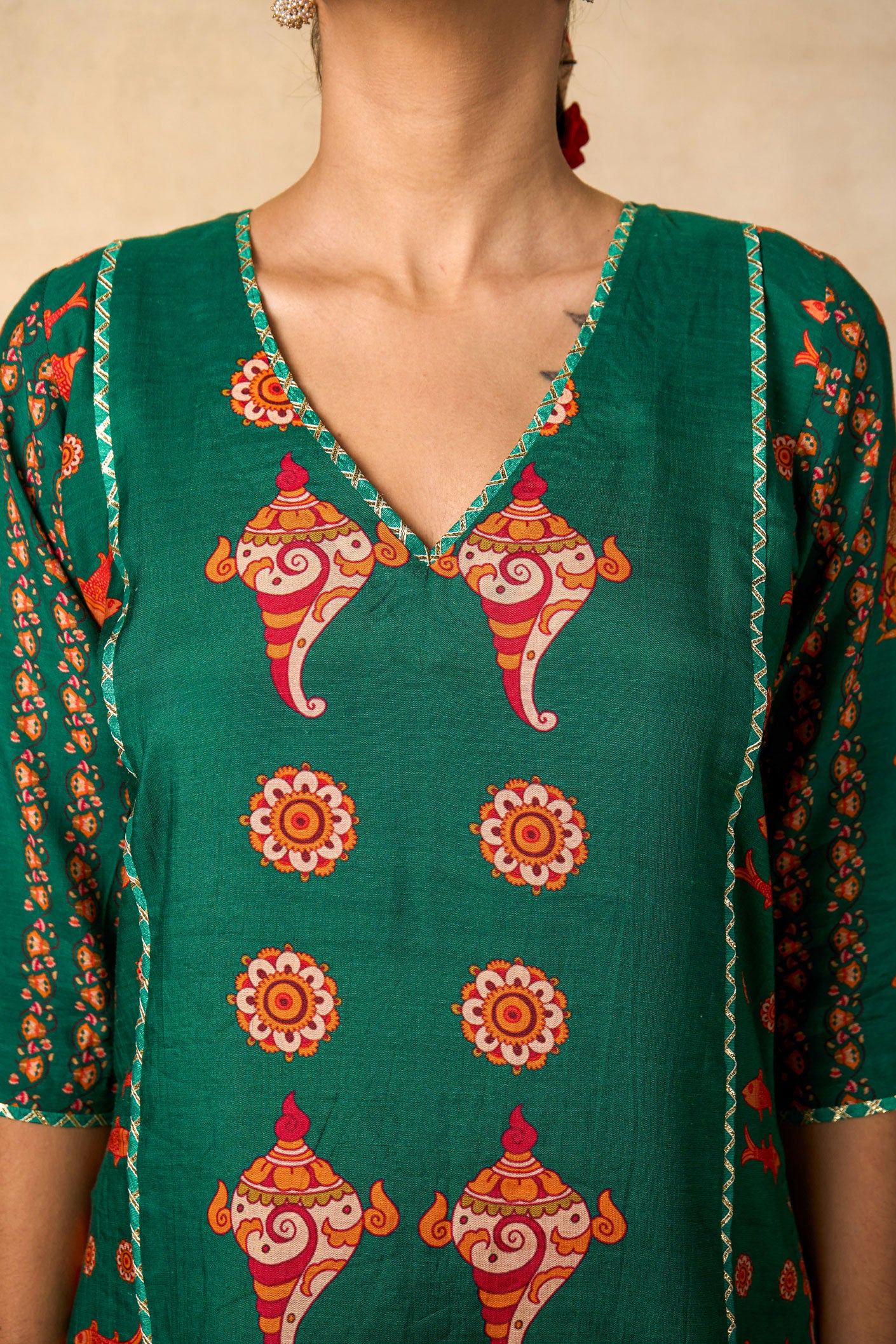 Samudra sutra teal set of 2 ( kurta + palazzo )