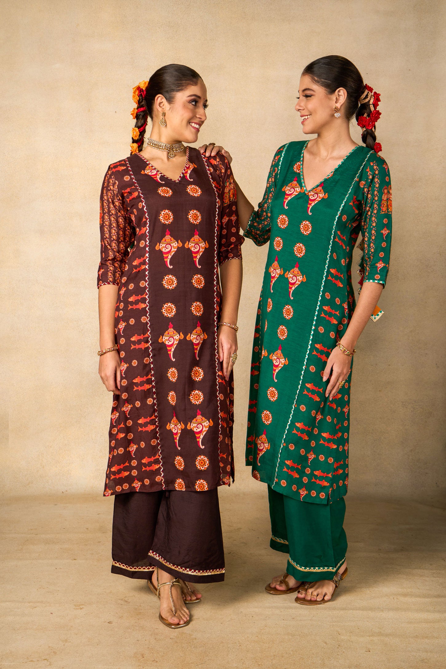 Samudra sutra teal set of 2 ( kurta + palazzo )