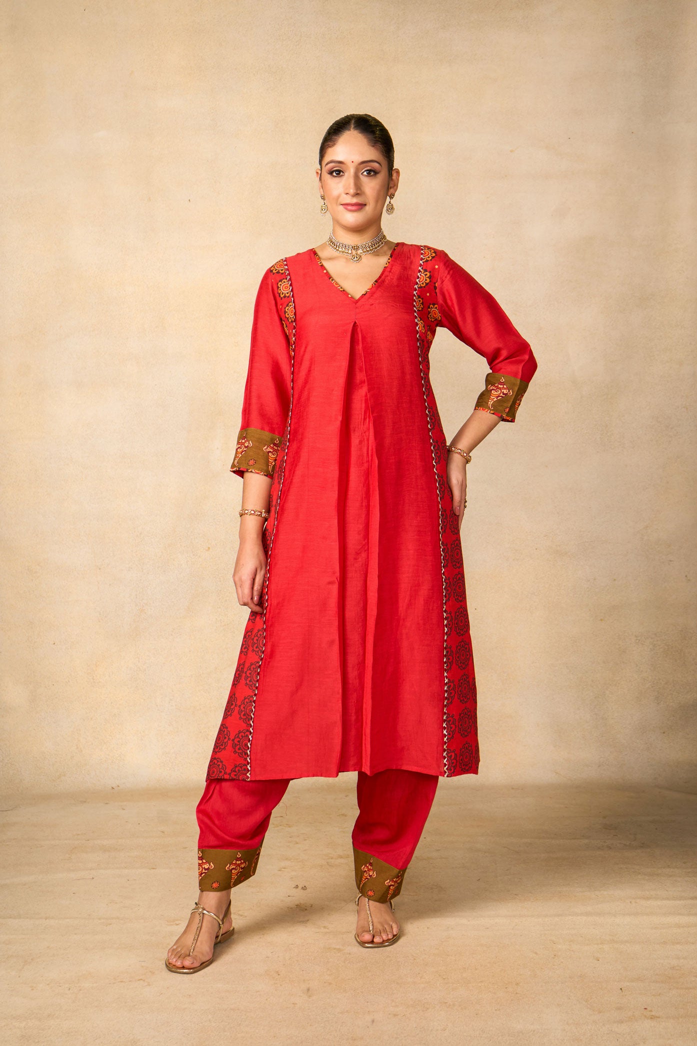 Ayodhya Aabha Red set of 2 ( kurta + salwar )