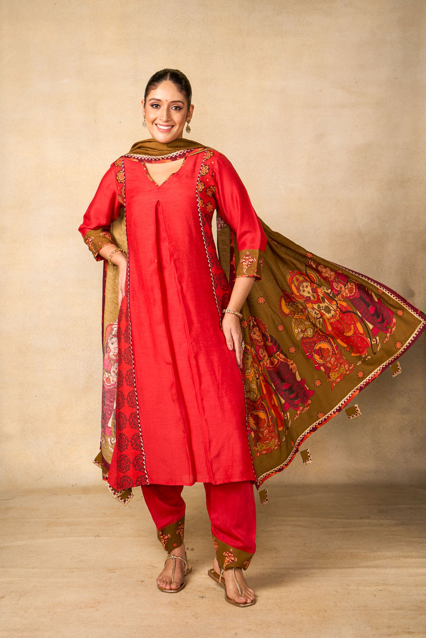 Sita Ram Anant olive dupatta