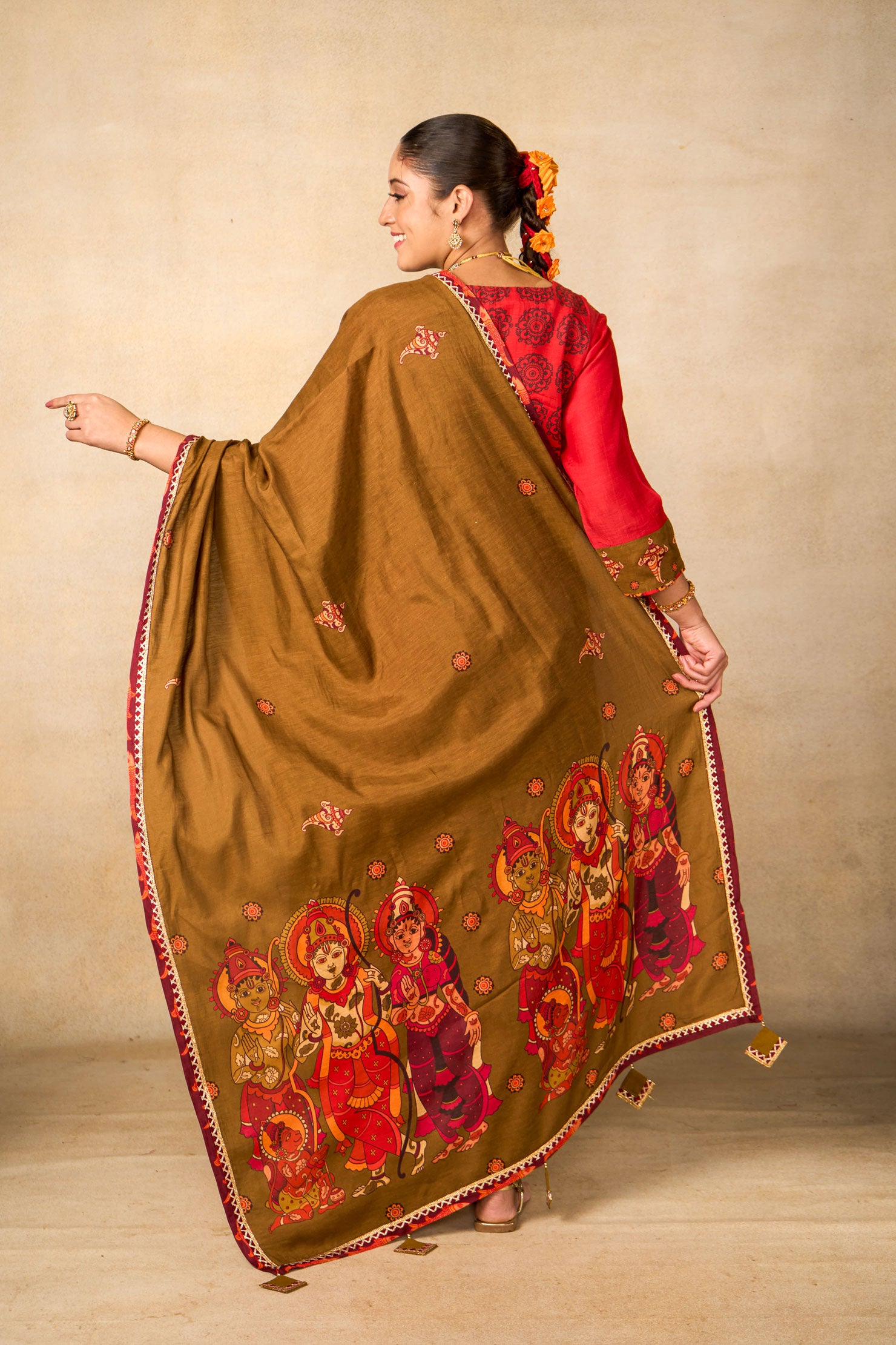 Ayodhya Aabha Red set of 3 ( kurta + salwar + dupatta )