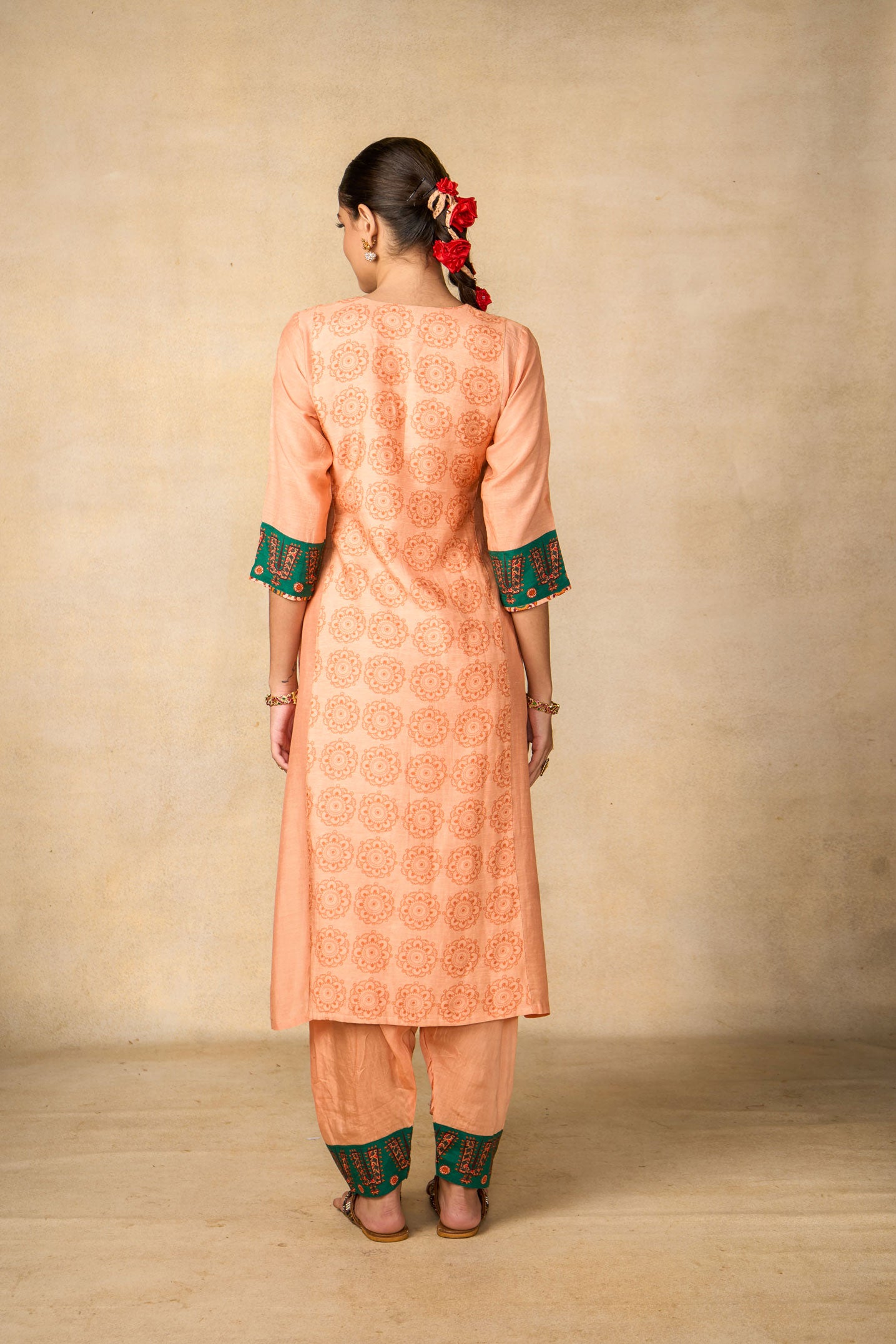 Ayodhya Aabha peach set of 3 ( kurta + salwar + dupatta )