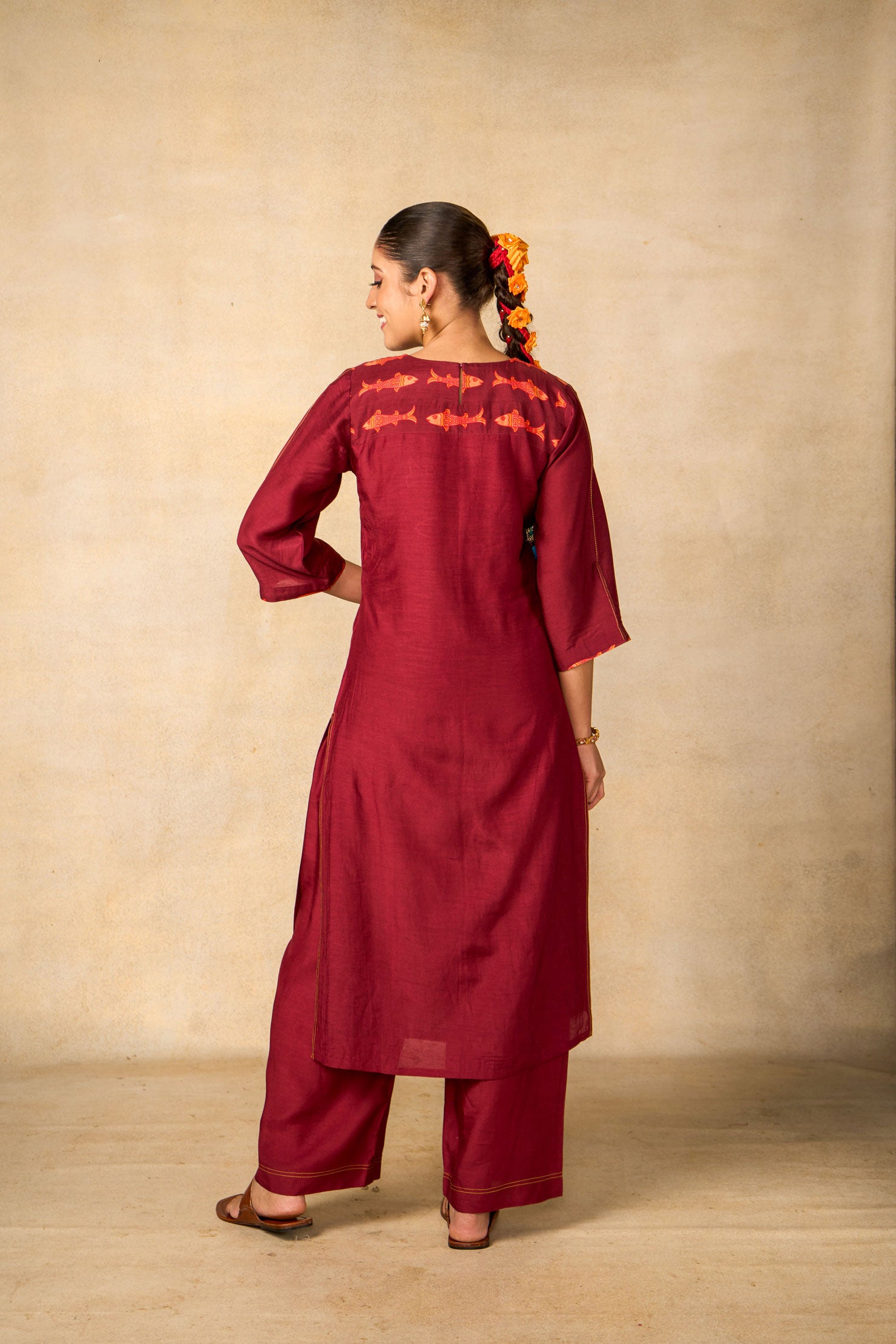 Matsya Tatva maroon co-ord set (set of 2)