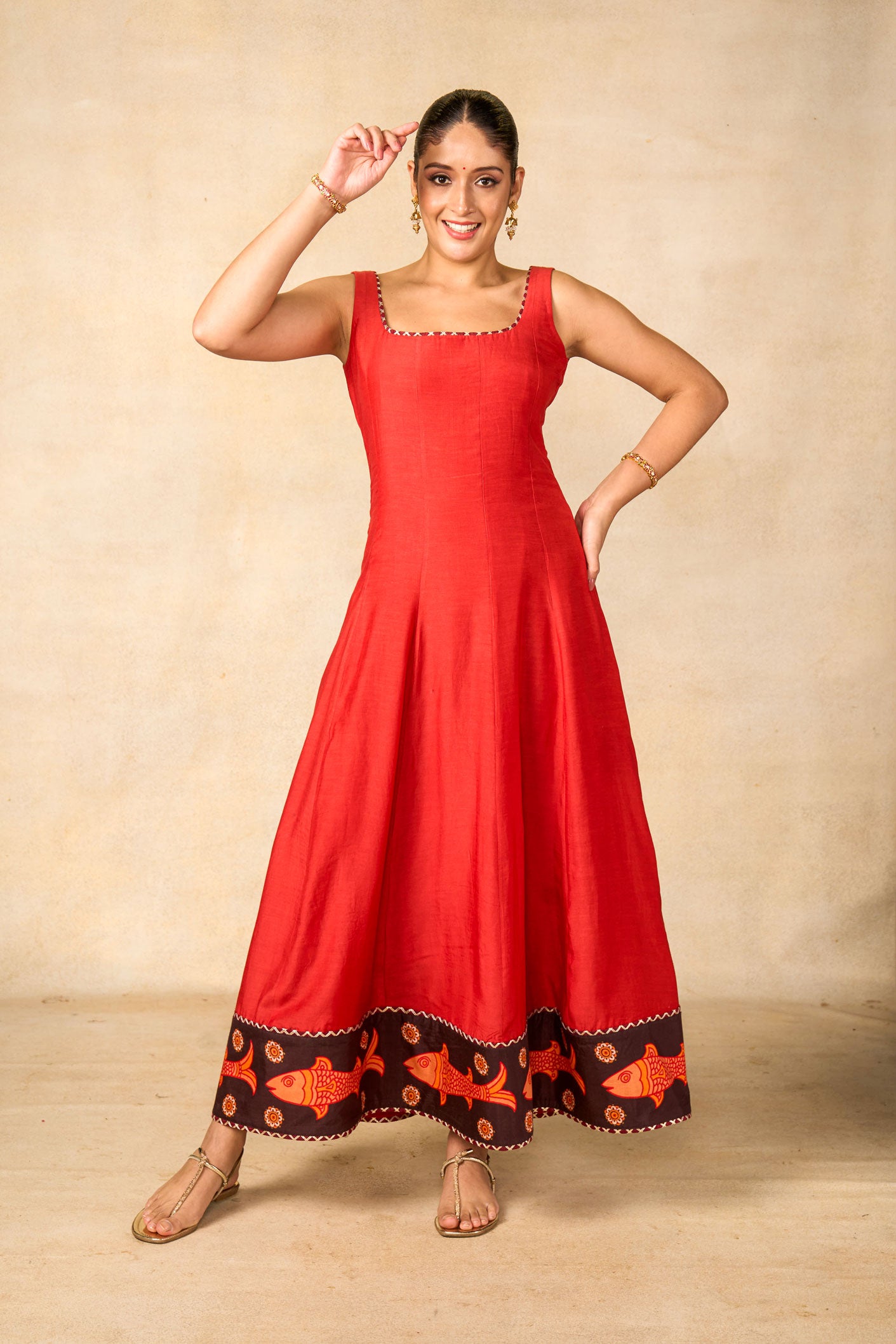 Matsya rekha red dress