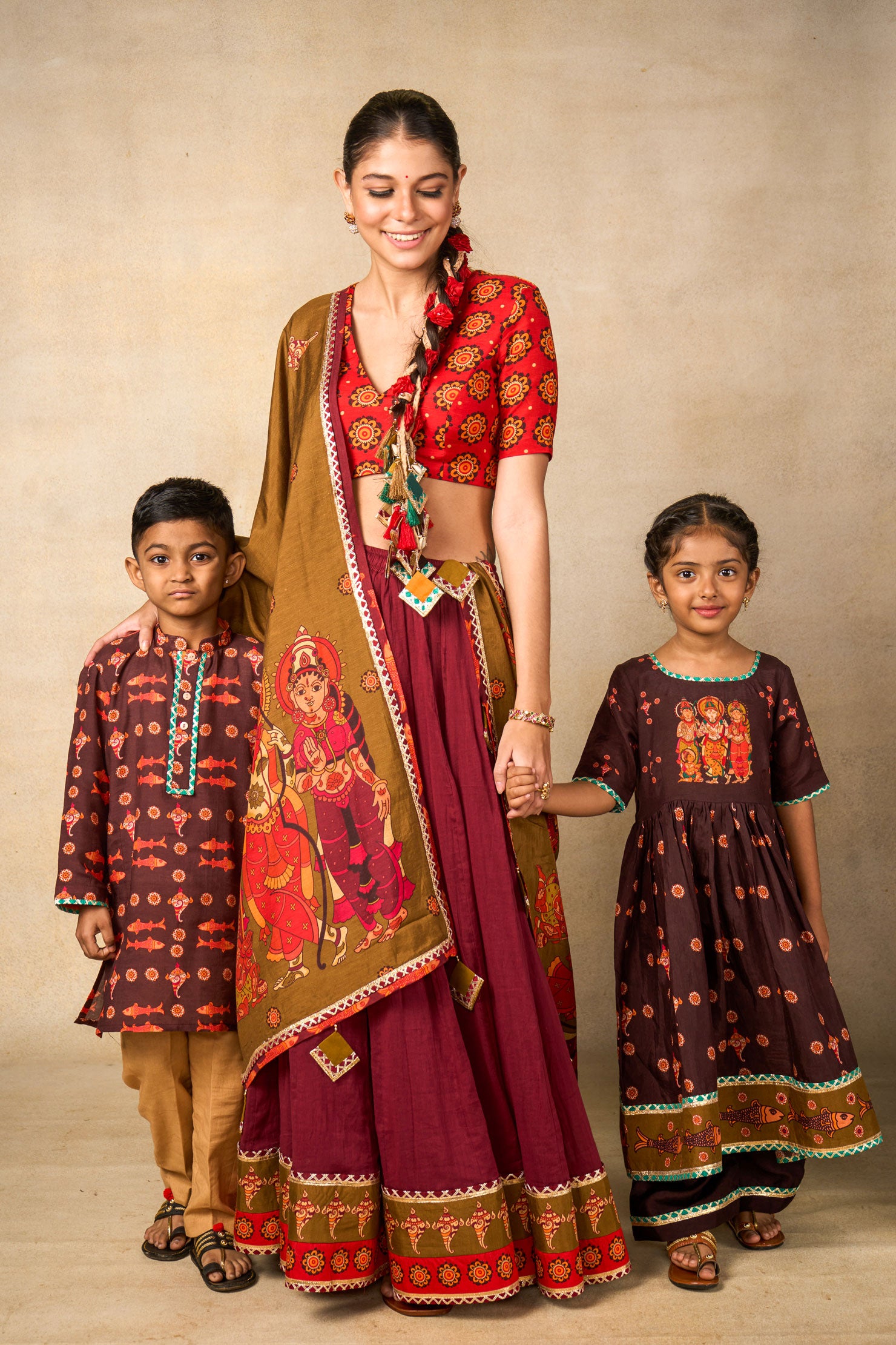 Ram Charit maroon lehenga set (SET OF 3)